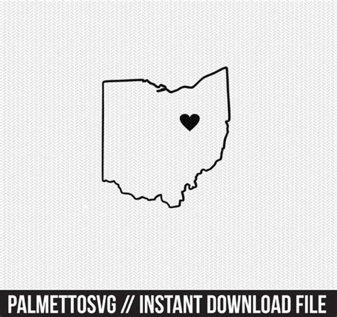 Ohio outline heart svg dxf file stencil silhouette cameo | Etsy