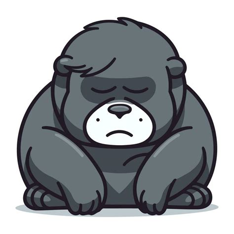 Sad gorilla cartoon character. Vector illustration of a sad gorilla ...