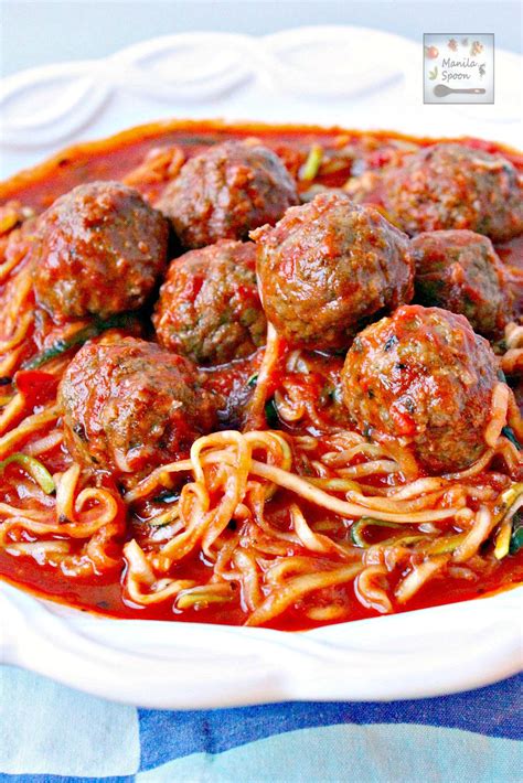 One Pot Meatballs and Zoodles (Zucchini Noodles) - Manila Spoon