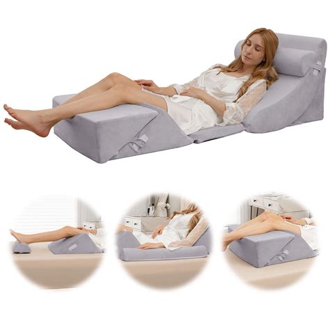 Gymax 6PCS Bed Wedge Pillow Set, Body Bolster & Back Support for Neck ...