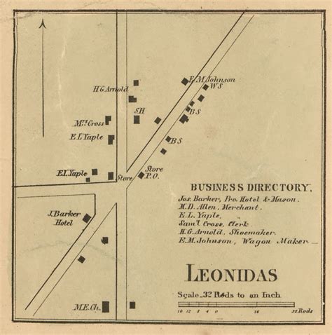 Leonidas Village, Leonida, Michigan 1858 Old Town Map Custom Print - St. Joseph Co. - OLD MAPS