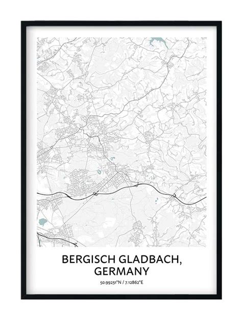 Bergisch Gladbach Map Poster - Your City Map Art - Positive Prints