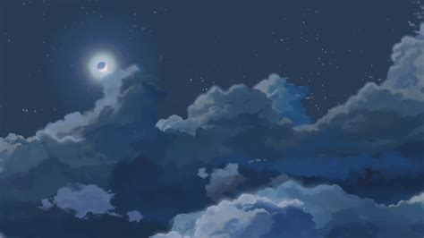 White clouds illustration, Moon, clouds, night HD wallpaper | Wallpaper ...