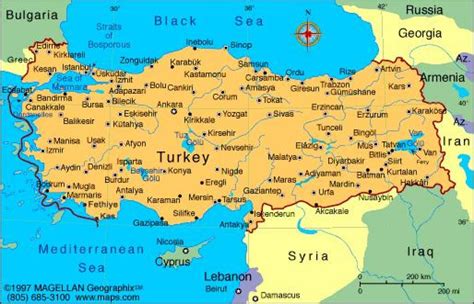 Modern Turkey map - Modern day Turkey map (Western Asia - Asia)