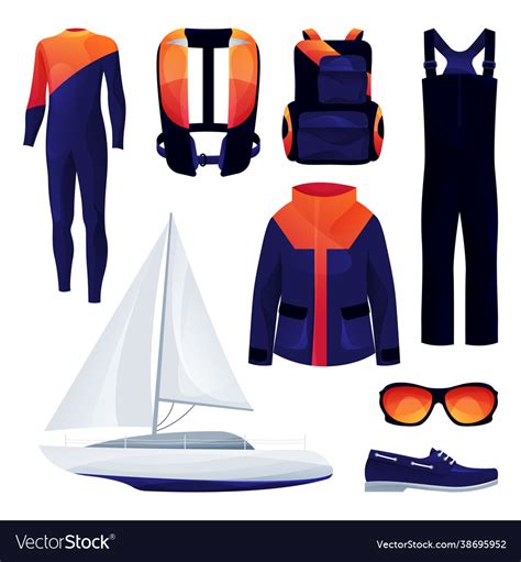 Sailing equipment sport tools set icons Royalty Free Vector