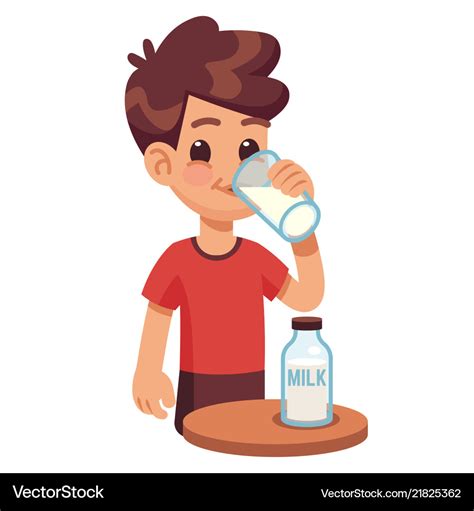 Boy drinks milk kid holding and drinking milk in Vector Image