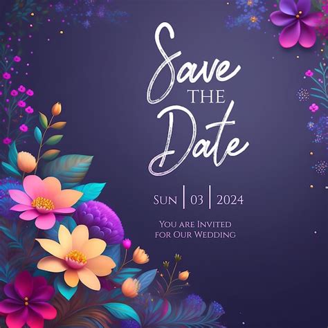 Premium PSD | Enchanted twilight floral save the date wedding ...