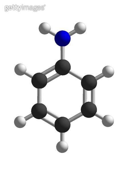 Aniline 3d molecular structure isolated on white background chemistry atom molecule 이미지 ...