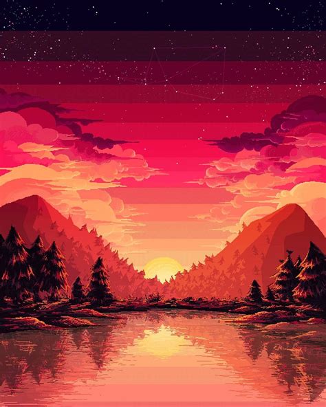 🗻🌌 . . . . . . . . . . #pixelart #pixelgraphics #pixel #graphicdesign #design #landscape # ...