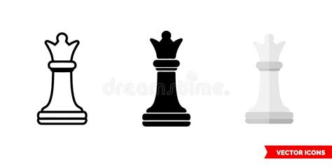 Queen Chess Icon of 3 Types Color, Black and White, Outline. Isolated ...