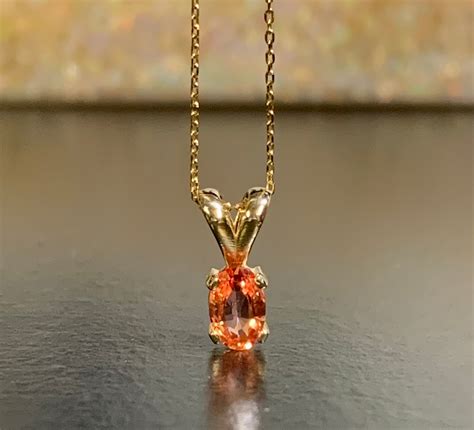 Padparadscha Sapphire Pendant .50 Carats 6x4mm Oval 14k - Etsy Canada