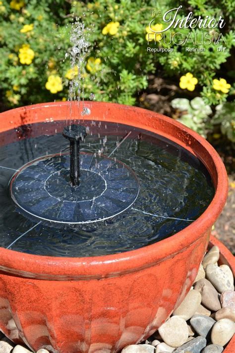 Bird Bath Solar Pump In DIY Plant Pot Water Fountain | The Interior Frugalista | Water fountains ...