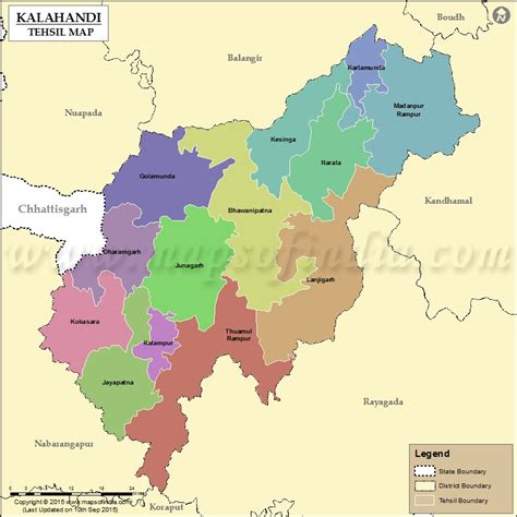 Kalahandi Tehsil Map, Kalahandi Tehsils