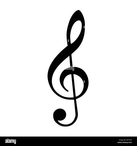 Vector illustration black treble clef isolated on white background. Music key. Musical symbol ...