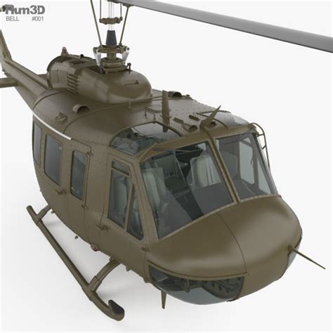 Bell UH-1 Iroquois with HQ interior 3D model - Aircraft on Hum3D