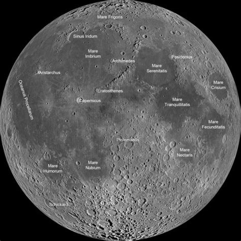 Lunar map showing the major features of the Moon's surface (Photo: NASA ...