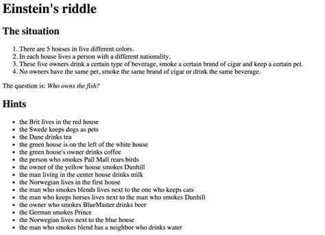 Printable Einstein Riddles