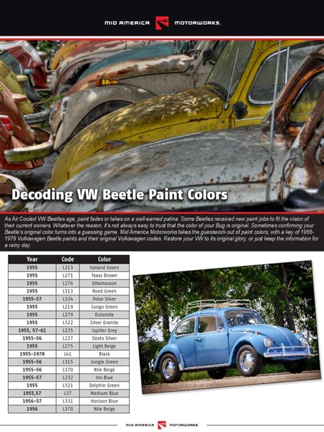 Vw Beetle Colors | PDF