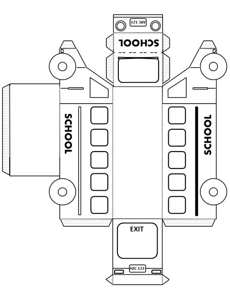 3D school bus template. | Otobüs, Eğitim, Okul