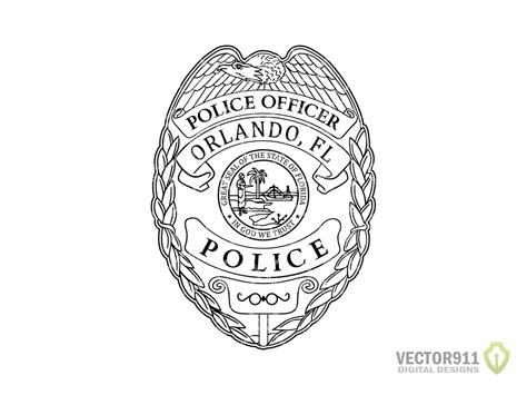 Orlando Florida Police Officer Badge, FL Law Enforcement Logo Seal Digital Vector .ai, .svg ...