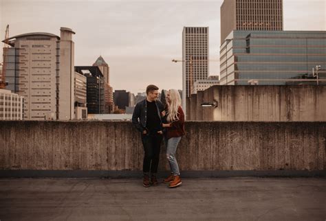 Downtown Portland Rooftop Couple Photos — Corrie Mahr Photography ...