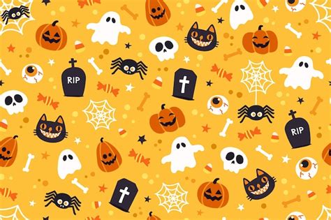 Premium Vector | Halloween cute pattern background.