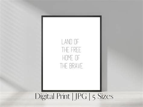 Land of the Free Home of the Brave Patriotic Print - Etsy