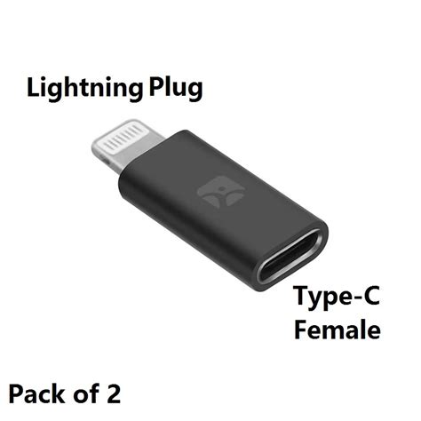 USB Type C Female to Lightning Male Adapter, Type C Cable with Adapter Charge & Sync Data for ...