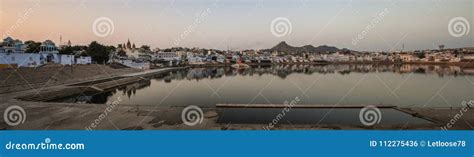 Panoramic View of the Pushkar Lake at Sunset, Pushkar, Rajasthan, India ...