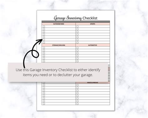 Garage Inventory Checklist Printable PDF, Garage Decluttering Guide ...