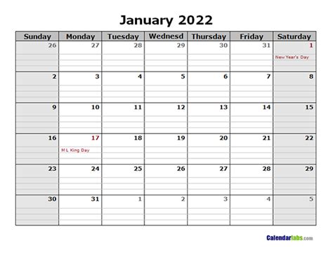 2022 Printable Landscape Monthly Calendar - Free Printable Templates