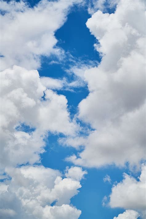 blue cloudy sky, summer, clouds, white, landscape, nature, white clouds ...