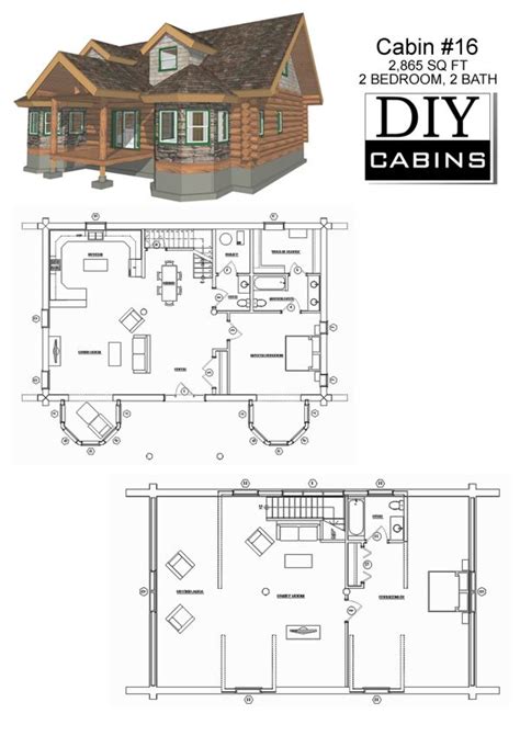 Cabin 16 | Log cabin plans, House plans, Cabin plans