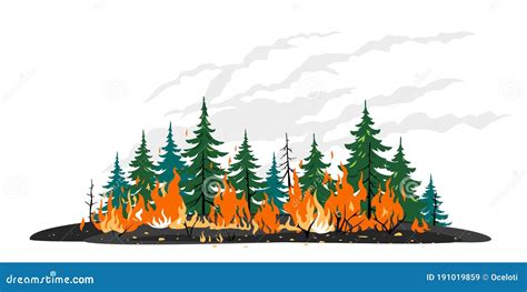 Burning Forest Isolated Concept Illustration Stock Vector ...