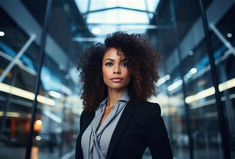 Premium Photo | Young woman with aflo hair standing in the office ...