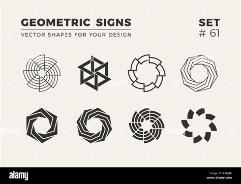 Set of eight minimalistic trendy shapes. Stylish vector logo emblems ...