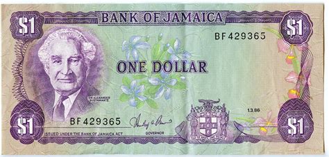 Vintage Bill Money Currency 1 Dollar Jamaica