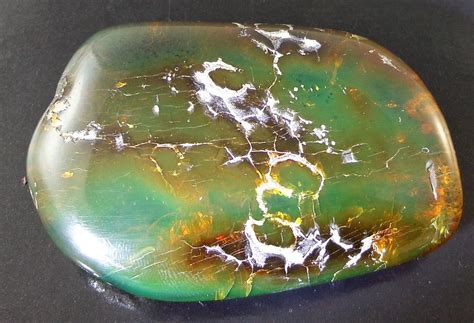 Blue Green Mexican Amber Resin Fossil Top Polished with Moss Inclusion 38g | Amber resin ...