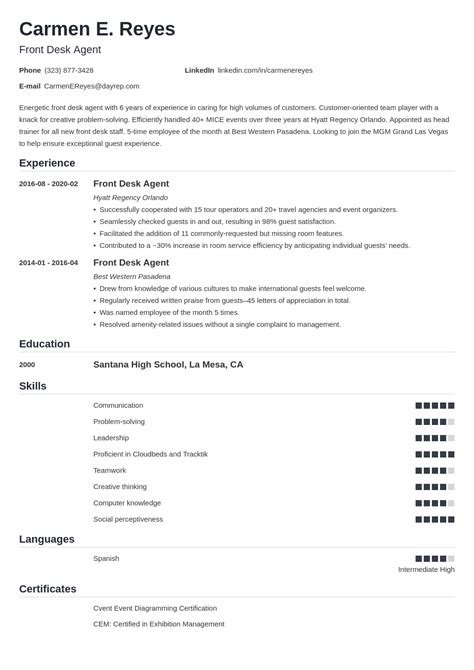 Hotel Front Desk Resume: Sample & Complete Guide (25 Tips)