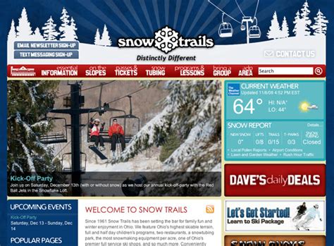 Mansfield, Ohio Website Design | Snow Trails Ski Resort | Spire ...