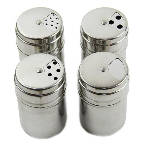 Portable Stainless Steel Spice Shaker Seasoning Dispenser - 6 Pc Set ...