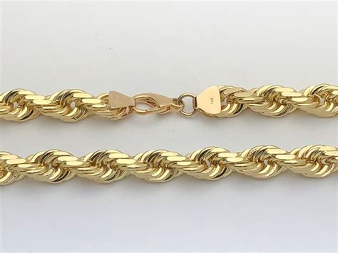 14k Yellow Gold Solid Twisted Diamond Cut Rope Chain Necklace 28" 12mm 310.9g | eBay