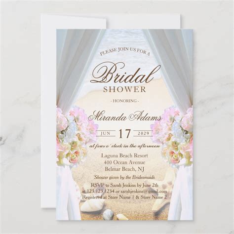 Elegant Floral Tropical Beach Bridal Shower Invitation | Zazzle