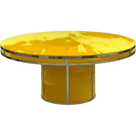 Velvet Dining Table Round (Silver Frame)(Yellow)