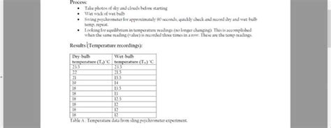 Solved Use the "Sling Psychrometer Experiment" document | Chegg.com