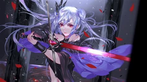 Anime, Girl, Warrior, Fantasy, Sword, 4K, 3840x2160, #11 Wallpaper PC Desktop