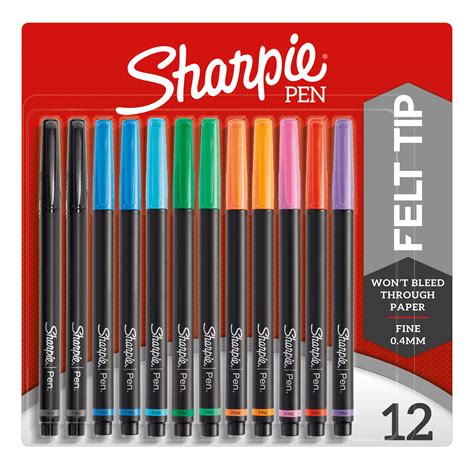 Sharpie Pens, Felt Tip Pens, Fine Point (0.4mm), Assorted Colors, 12 Count - Walmart.com