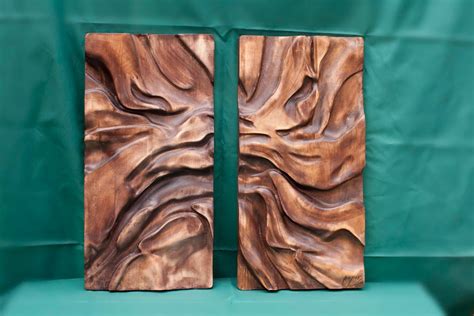 Wood Wall Art, Solid Wood Bas-relief, Wooden Sculpture, gentle Flow - Etsy | Carved wood wall ...