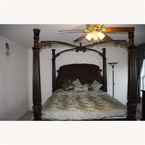 Ashley Furniture Poster King Bed w/ Canopy - AptDeco