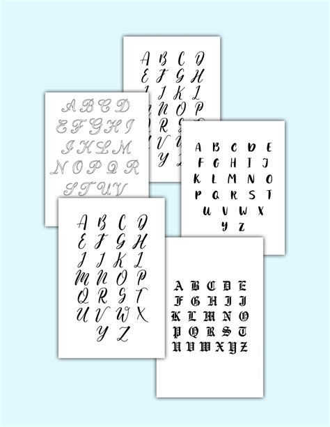 Free Printable Alphabet Letters: Calligraphy Fonts